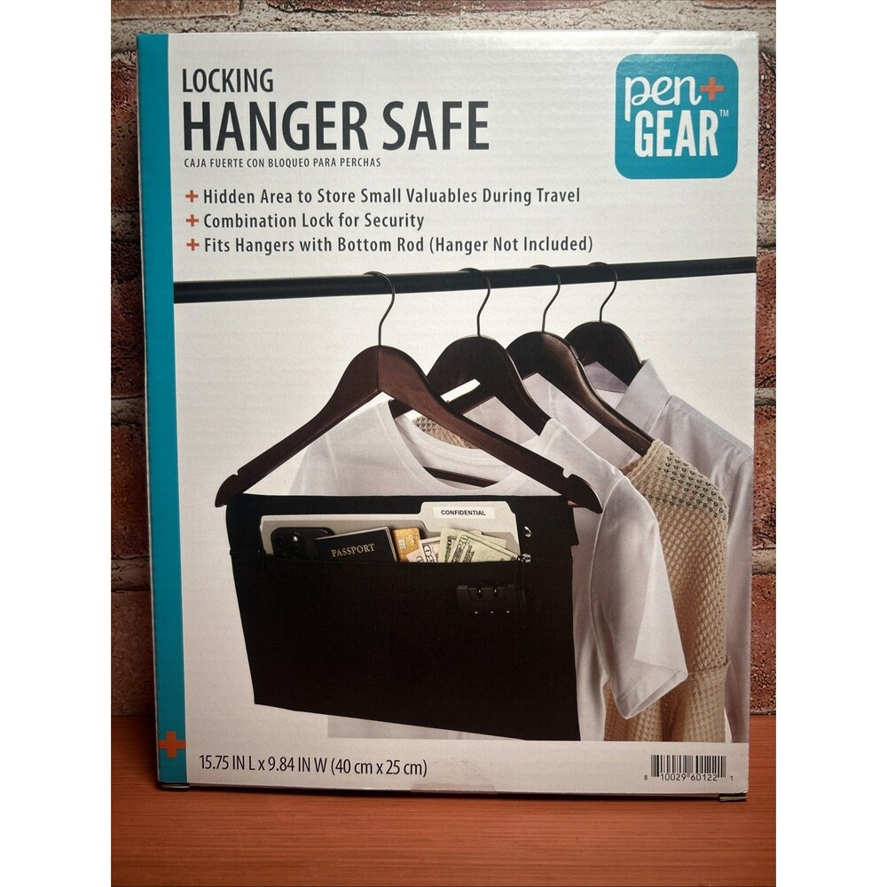 Pen+Gear Locking Hanger Safe Black 15.75" x 9.84" New
